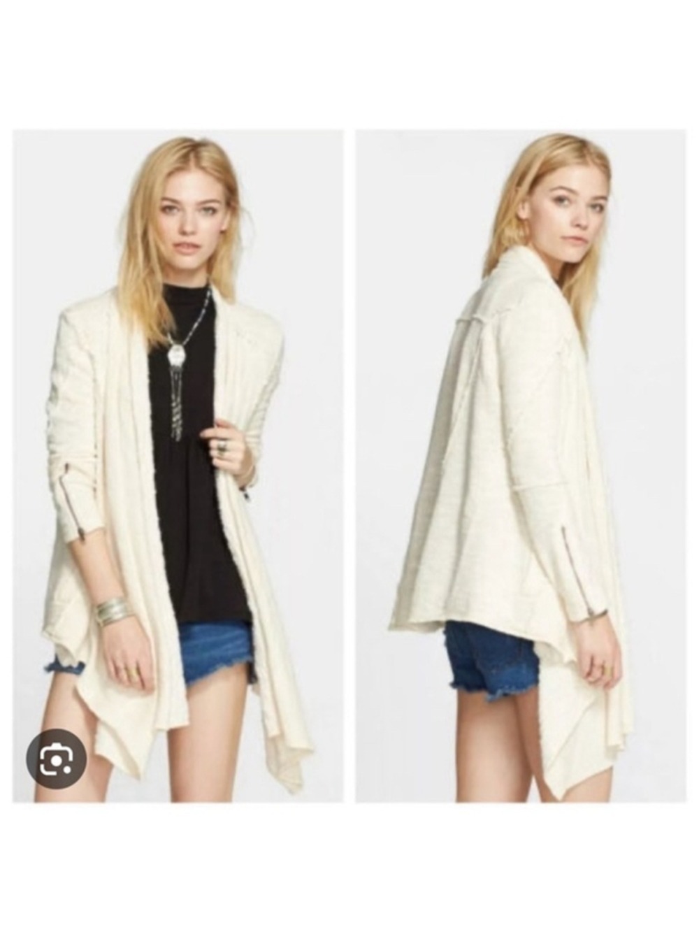 Free People In the Loop Waterfall Cardigan Size M (24” PTP) Ivory